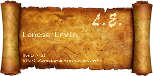 Lencse Ervin névjegykártya