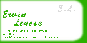 ervin lencse business card